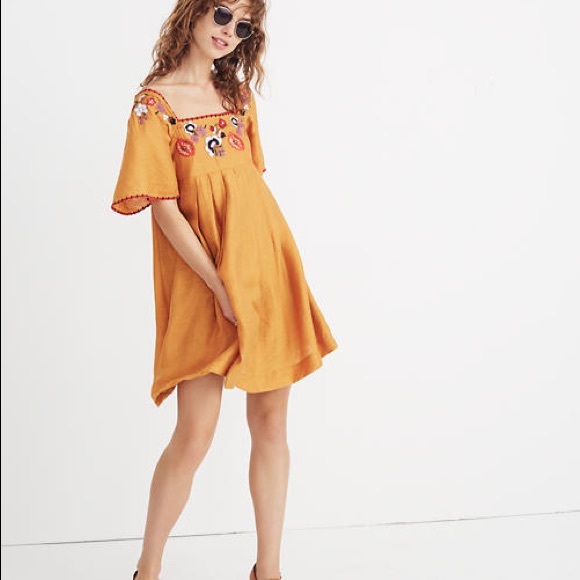 Madewell Dresses & Skirts - Madewell floral Embroidered Square-Neck Mini Dress